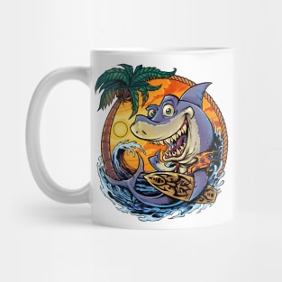 Shark with Surfboard Mug